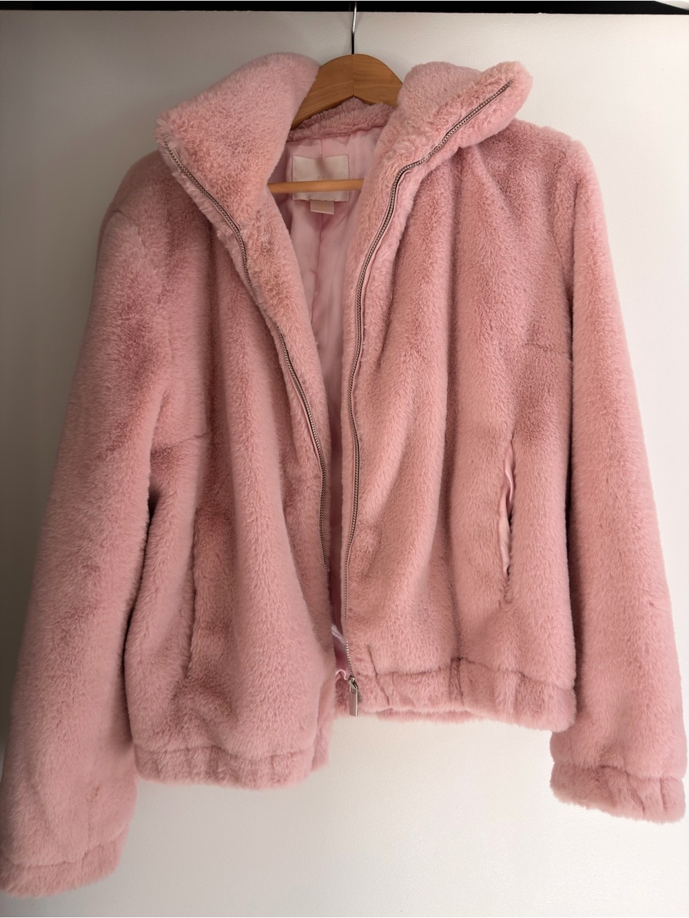 Cozy Plush Pink Teddy Jacket with Zip